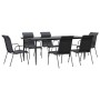 Juego de comedor para jardín 7 piezas acero y textilene negro
