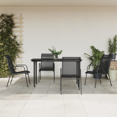 Juego de comedor para jardín 5 piezas acero y textilene negro by , Garden sets - Ref: Foro24-3200684, Price: 221,47 €, Discou...