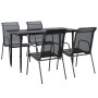 Juego de comedor para jardín 5 piezas acero y textilene negro by , Garden sets - Ref: Foro24-3200684, Price: 221,47 €, Discou...
