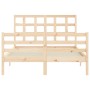 Bed frame with solid wood headboard 140x200 cm by vidaXL, Beds and slatted bases - Ref: Foro24-3193986, Price: 122,14 €, Disc...