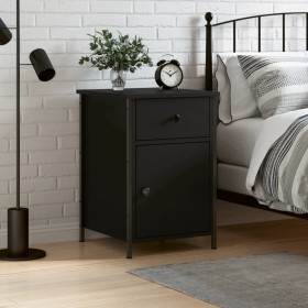 Mesita de noche madera contrachapada negro