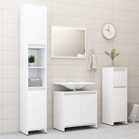 Juego de muebles de baño 4 piezas madera ingeniería blanco