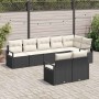 Conjunto de sofá de jardín 8 pcs Negro Poliratán