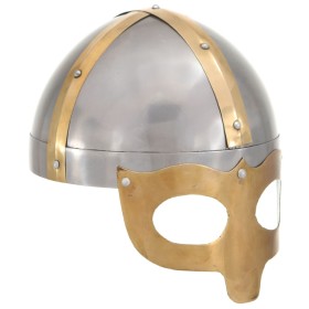 Réplica de casco vikingo antiguo LARP acero plateado de , Armas coleccionables - Ref: Foro24-286236, Precio: 54,18 €, Descuen...