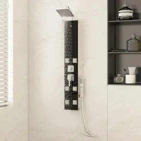 Black glass shower panel 18x45.5x130 cm by vidaXL, Jet nozzles for bathtubs and showers - Ref: Foro24-151418, Price: 166,80 €...