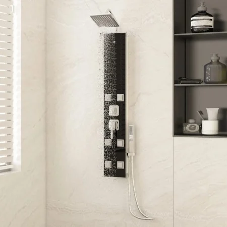 Black glass shower panel 18x45.5x130 cm by vidaXL, Jet nozzles for bathtubs and showers - Ref: Foro24-151418, Price: 166,80 €...