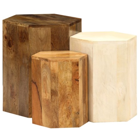 Juego de mesas de centro 3 unidades madera maciza de mango | Foro24.es | Tu tienda online para hogar, jardín y más Foro24.es