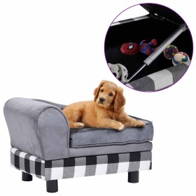 Sofá para perro gris felpa 57x34x36 cm de , Camas para perros - Ref: Foro24-170940, Precio: 73,43 €, Descuento: %