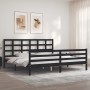Bed frame with black solid wood headboard 200x200 cm by vidaXL, Beds and slatted bases - Ref: Foro24-3194010, Price: 171,48 €...