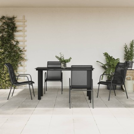Juego de comedor para jardín 5 piezas acero y textilene negro de , Conjuntos de jardín - Ref: Foro24-3200692, Precio: 226,72 ...