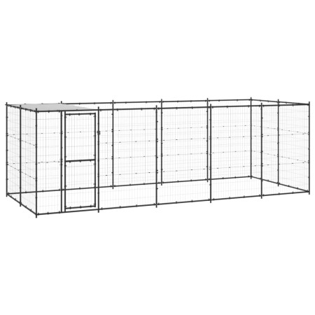 Perrera de exterior de acero con techo 12,1 m² by , Dog kennels and fences - Ref: Foro24-3082294, Price: 490,74 €, Discount: %
