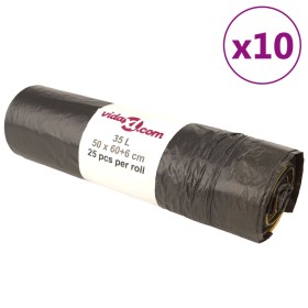 Bolsas de basura con cierre de cordón 250 unidades negras 35 l de , Bolsas de basura - Ref: Foro24-155342, Precio: 29,97 €