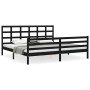 Bed frame with black solid wood headboard 200x200 cm by vidaXL, Beds and slatted bases - Ref: Foro24-3194010, Price: 171,48 €...