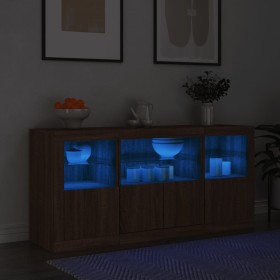 Aparador con luces LED roble marrón 142,5x37x67 cm by , Sideboards - Ref: Foro24-3209071, Price: 173,04 €, Discount: %