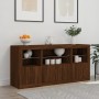 Aparador con luces LED roble marrón 142,5x37x67 cm by , Sideboards - Ref: Foro24-3209071, Price: 173,04 €, Discount: %
