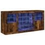 Aparador con luces LED roble ahumado 142,5x37x67 cm by , Sideboards - Ref: Foro24-3209090, Price: 165,84 €, Discount: %