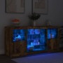 Aparador con luces LED roble ahumado 142,5x37x67 cm by , Sideboards - Ref: Foro24-3209090, Price: 165,84 €, Discount: %