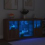 Aparador con luces LED roble marrón 142,5x37x67 cm by , Sideboards - Ref: Foro24-3209092, Price: 167,40 €, Discount: %