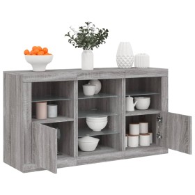 Aparador con luces LED gris Sonoma 123x37x67 cm by , Sideboards - Ref: Foro24-3209084, Price: 153,80 €, Discount: %