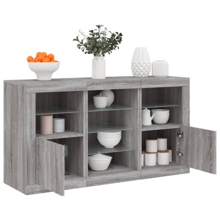 Aparador con luces LED gris Sonoma 123x37x67 cm by , Sideboards - Ref: Foro24-3209084, Price: 153,80 €, Discount: %
