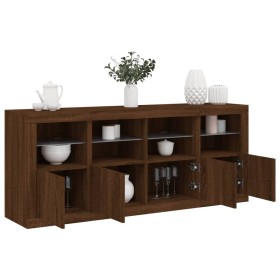 Aparador con luces LED roble ahumado 163x37x67 cm by , Sideboards - Ref: Foro24-3209078, Price: 186,28 €, Discount: %