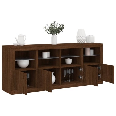 Aparador con luces LED roble ahumado 163x37x67 cm by , Sideboards - Ref: Foro24-3209078, Price: 186,28 €, Discount: %