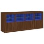 Aparador con luces LED roble ahumado 163x37x67 cm by , Sideboards - Ref: Foro24-3209078, Price: 186,28 €, Discount: %