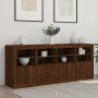 Aparador con luces LED roble ahumado 163x37x67 cm by , Sideboards - Ref: Foro24-3209078, Price: 186,28 €, Discount: %