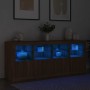 Aparador con luces LED roble ahumado 163x37x67 cm by , Sideboards - Ref: Foro24-3209078, Price: 186,28 €, Discount: %
