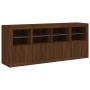 Aparador con luces LED roble ahumado 163x37x67 cm by , Sideboards - Ref: Foro24-3209078, Price: 186,28 €, Discount: %