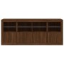 Aparador con luces LED roble ahumado 163x37x67 cm by , Sideboards - Ref: Foro24-3209078, Price: 186,28 €, Discount: %