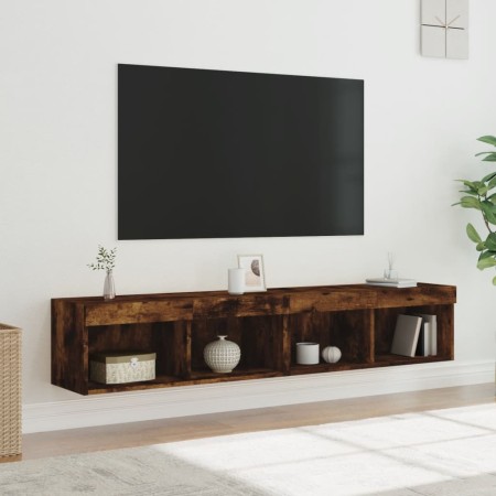 Muebles de TV con luces LED 2 uds roble ahumado 80x30x30 cm de , Muebles TV - Ref: Foro24-837150, Precio: 75,95 €, Descuento: %