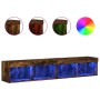 Muebles de TV con luces LED 2 uds roble ahumado 80x30x30 cm de , Muebles TV - Ref: Foro24-837150, Precio: 75,95 €, Descuento: %