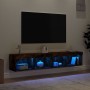 Muebles de TV con luces LED 2 uds roble ahumado 80x30x30 cm de , Muebles TV - Ref: Foro24-837150, Precio: 75,95 €, Descuento: %