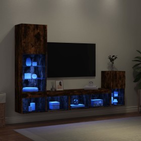 Muebles TV pared con LED 4 pzas madera ingeniería