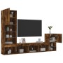 Muebles TV pared con LED 4 pzas madera ingeniería roble ahumado by , TV Furniture - Ref: Foro24-3216665, Price: 166,17 €, Dis...