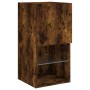Muebles TV pared con LED 4 pzas madera ingeniería roble ahumado by , TV Furniture - Ref: Foro24-3216665, Price: 166,17 €, Dis...