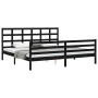 Bed frame with black solid wood headboard 200x200 cm by vidaXL, Beds and slatted bases - Ref: Foro24-3194010, Price: 171,48 €...