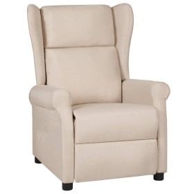 Sillón reclinable de tela crema