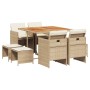 Set comedor de jardín 9 pzas con cojines ratán sintético beige by , Garden sets - Ref: Foro24-3210604, Price: 365,17 €, Disco...