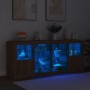 Aparador con luces LED roble ahumado 163x37x67 cm | Foro24.es | Tu tienda online para hogar, jardín y más Foro24.es