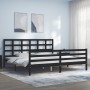 Bed frame with black solid wood headboard 200x200 cm by vidaXL, Beds and slatted bases - Ref: Foro24-3194010, Price: 171,48 €...
