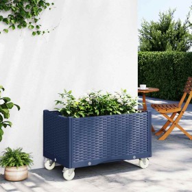Jardinera con ruedas PP azul gris 80x50x54 cm by , Pots and planters - Ref: Foro24-367976, Price: 126,18 €, Discount: %
