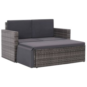 Set de muebles de jardín 2 pzas y cojines ratán