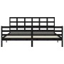 Bed frame with black solid wood headboard 200x200 cm by vidaXL, Beds and slatted bases - Ref: Foro24-3194010, Price: 171,48 €...