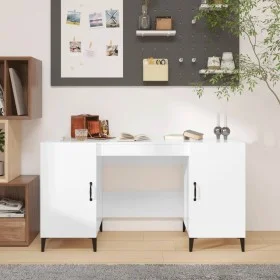 Schreibtisch aus glänzendem weißem Sperrholz 140x50x75 cm von vidaXL, Schreibtische - Ref: Foro24-812777, Preis: 119,12 €, Ra...