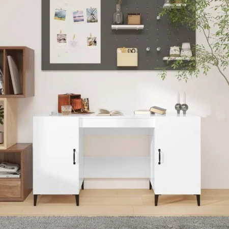Schreibtisch aus glänzendem weißem Sperrholz 140x50x75 cm von vidaXL, Schreibtische - Ref: Foro24-812777, Preis: 119,12 €, Ra...