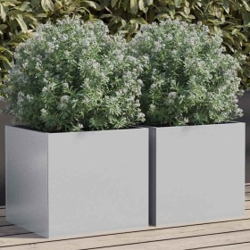 Jardineras 2 unidades acero corten plateado 32x30x29 cm by , Pots and planters - Ref: Foro24-841546, Price: 47,29 €, Discount: %