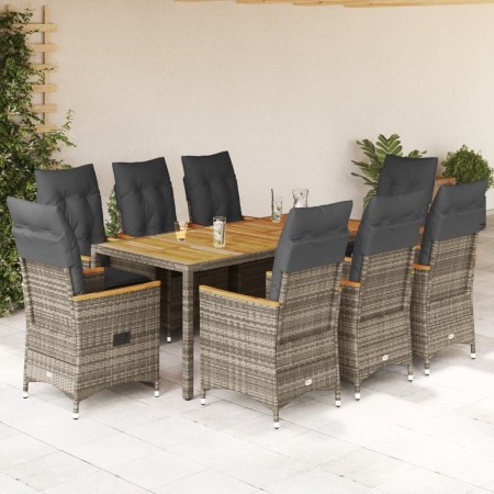 Set comedor jardín 9 pzas y cojines ratán sintético gris de , Conjuntos de jardín - Ref: Foro24-3276851, Precio: 1,00 €, Desc...