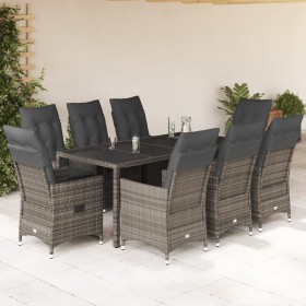 Set comedor jardín 9 pzas y cojines ratán sintético gris by , Garden sets - Ref: Foro24-3276743, Price: 1,00 €, Discount: %